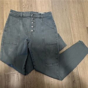 Green Multi Button Up Skinny Jeans